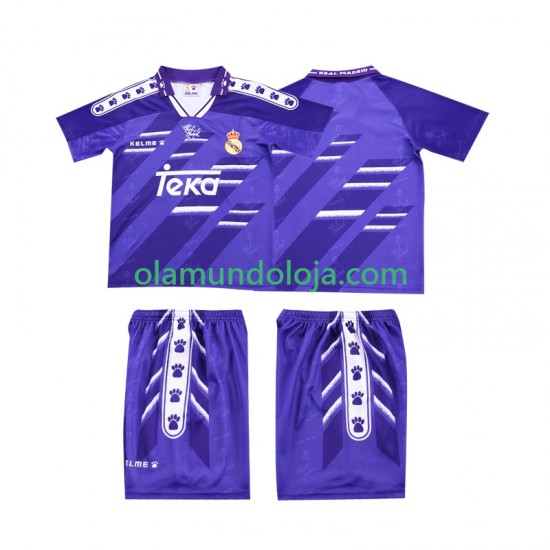 Camisola Real Madrid 1996 Retro Criança Equipamento Segundo 1994 Manga Curta